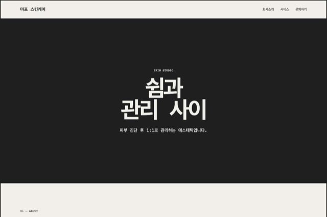 마포 스킨케어 사이트 화면